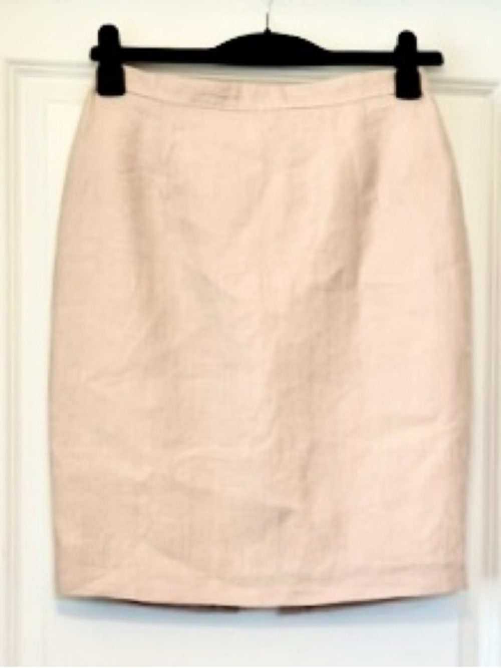 ALBA FORNARI Italy Skirt Blush Linen Lined Vent Zip Button Sz 44 US S M 6 8